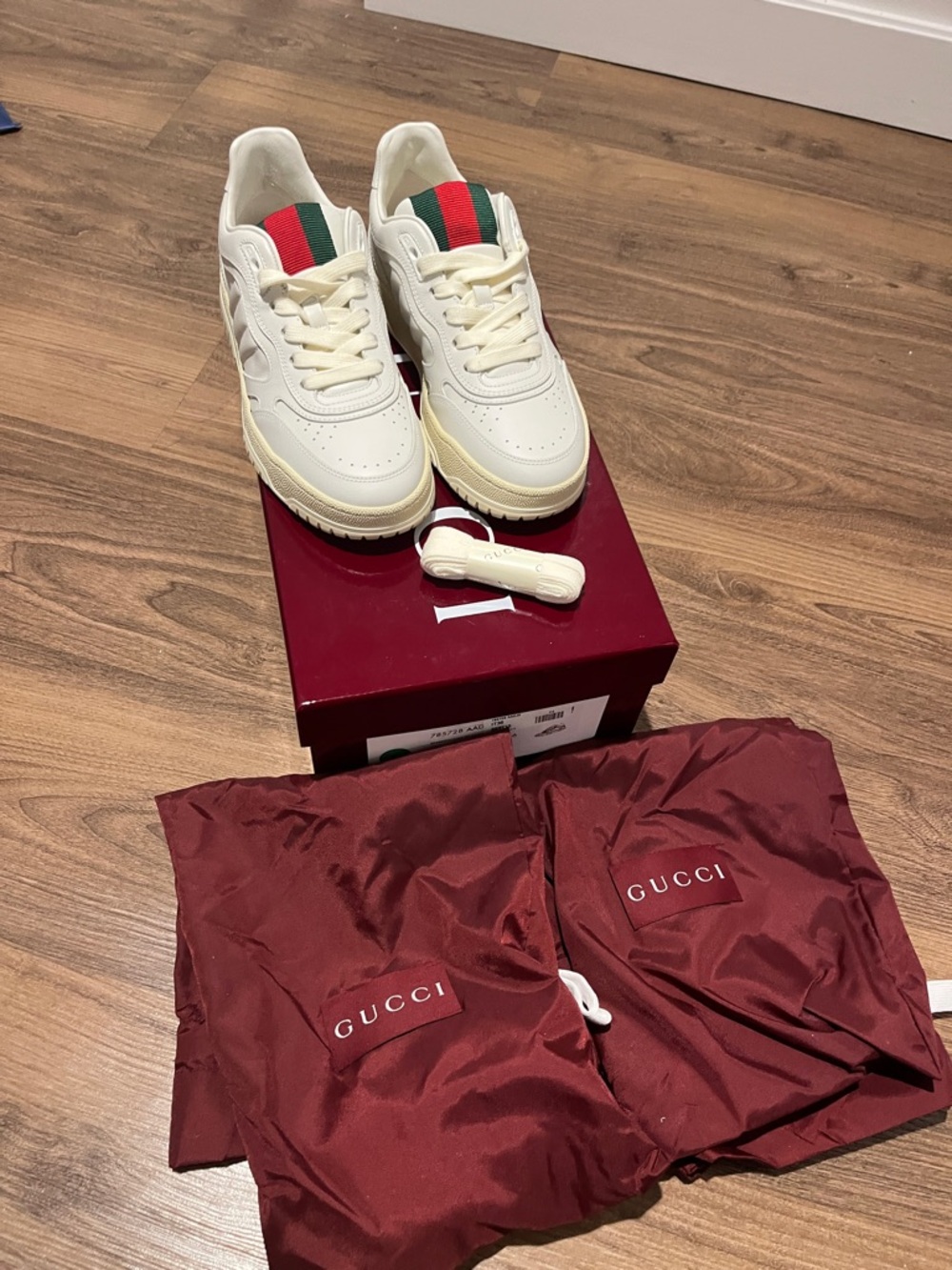 NWB GUCCI RE-WEB SNEAKERS WHITE LEATHER sz36 - Picture 11 of 13